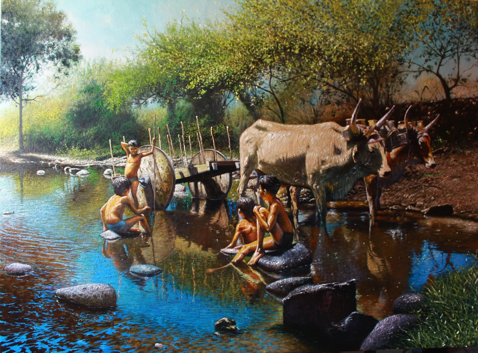 Bañistas Enmanuel Membreño artista hondureño Arte Naturaleza Retratos Paisajes bodegones
